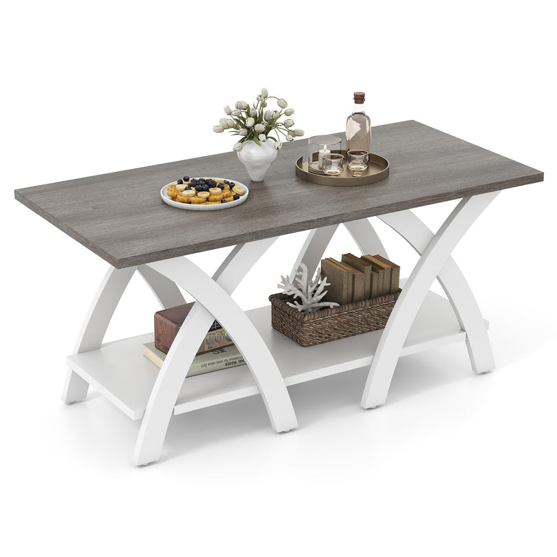 Giantex 40 Inch Rectangular Living Room Table with Open Display Area for Small Space