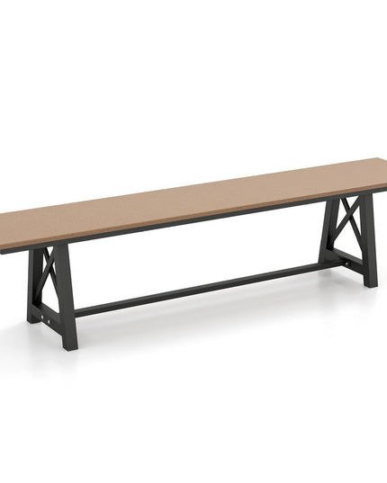 Giantex Outdoor Bench, 3-4 Person Garden Bench, 72" Long Patio Bench with Metal Frame
