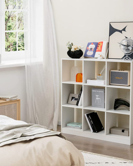 Giantex 9-Cube Bookcase White - 4-Tier Freestanding Open Bookshelf