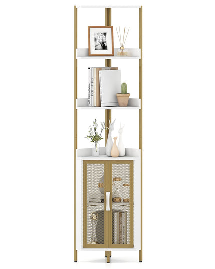 Étagère d'angle 6 niveaux Giantex, 170 cm de haut, avec armoire, bibliothèque industrielle