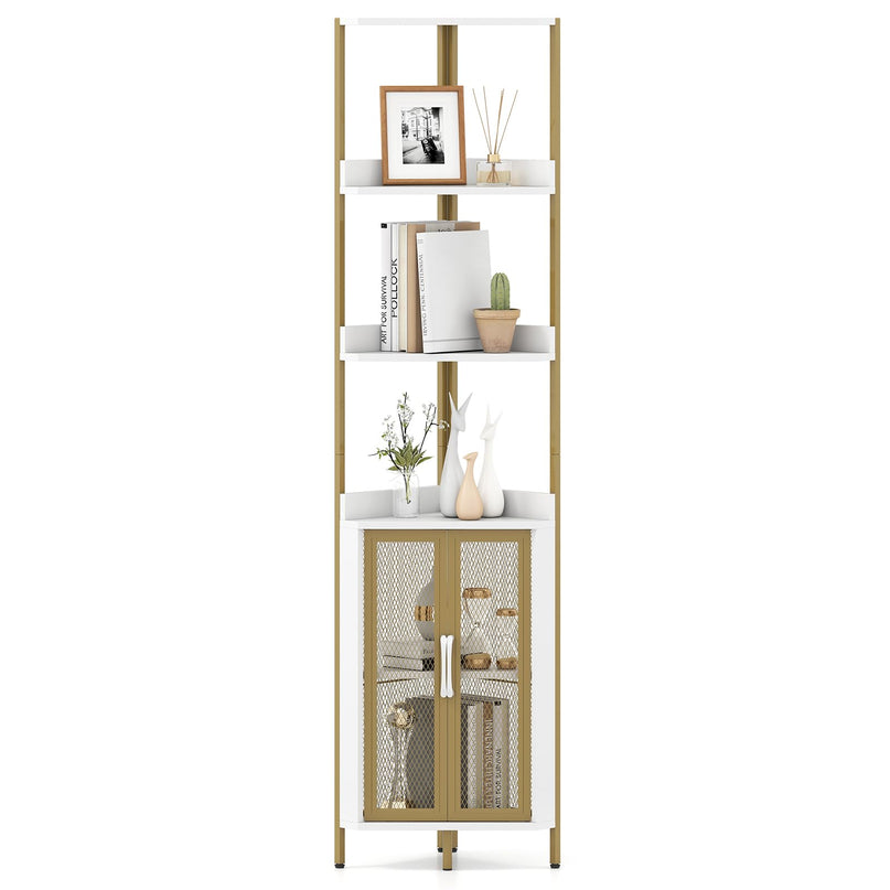 Étagère d'angle 6 niveaux Giantex, 170 cm de haut, avec armoire, bibliothèque industrielle