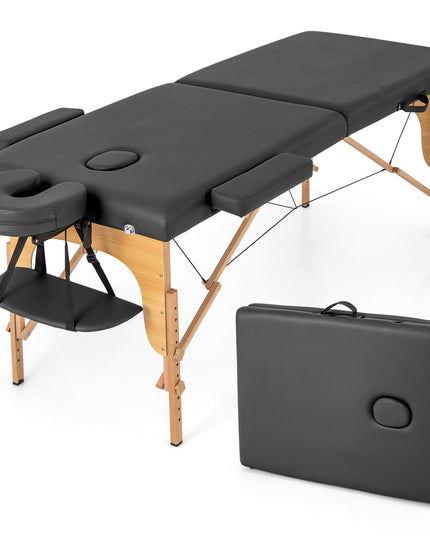 Giantex Massage Table, Portable Massage Bed w/Carrying Case, 2-Section Salon Spa Facial Care Tattoo Bed
