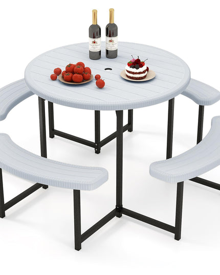 Giantex Picnic Table Bench Set for 4-8 Person(Round)