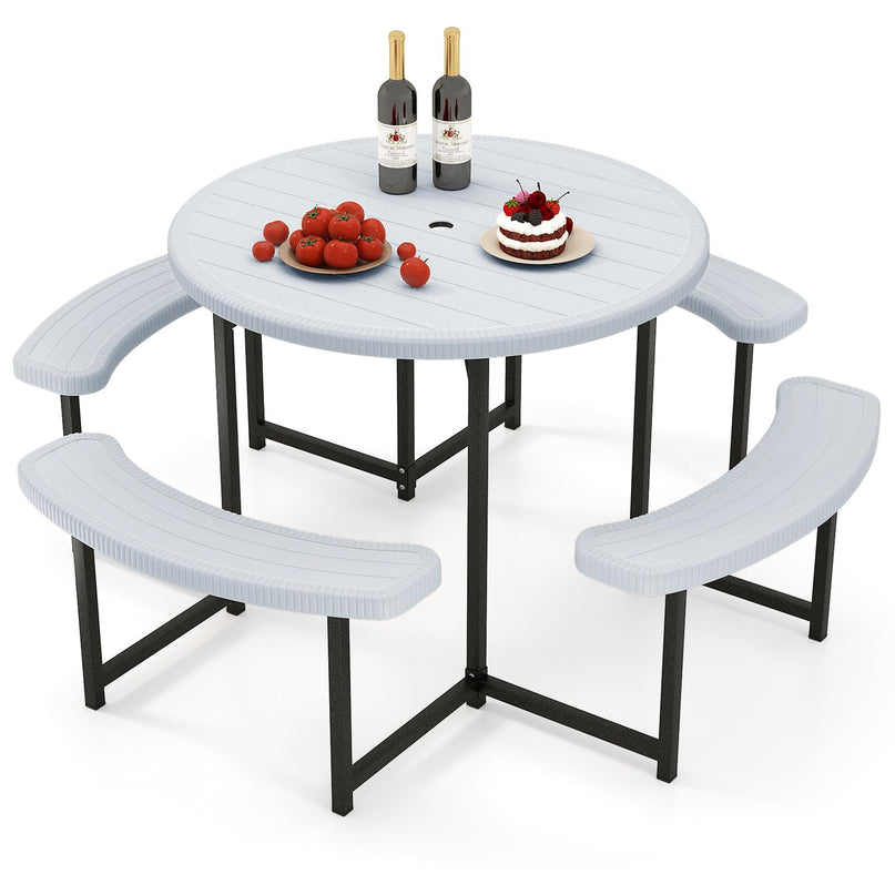 Giantex Picnic Table Bench Set for 4-8 Person(Round)