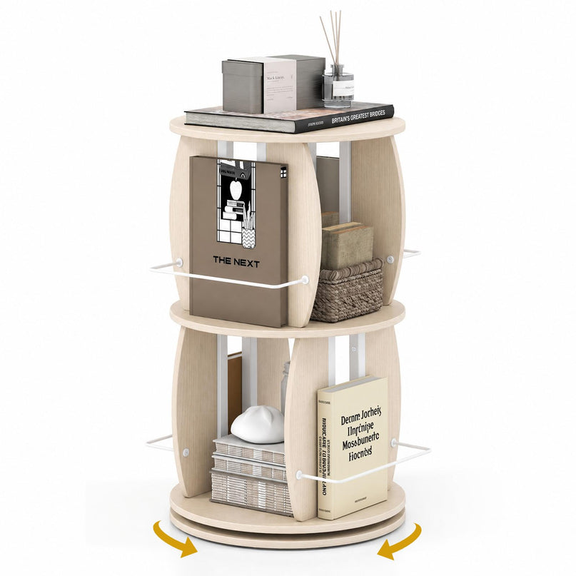 GIANTEX 2/4-Tier 360° Rotating Round Bookshelf Tower