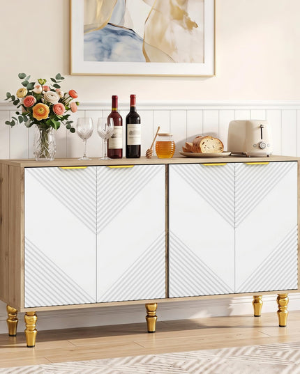 GIANTEX 47" Sideboard Buffet Cabinet with 4 Fluted Doors