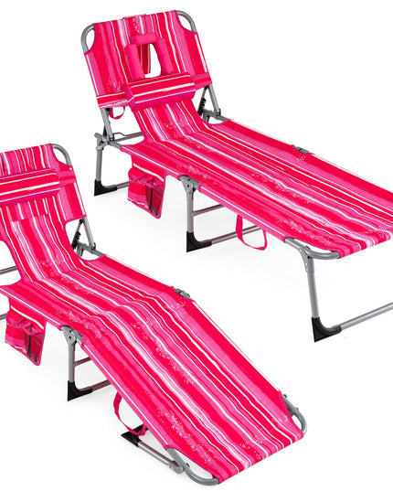 Chaise longue de plage pliante Giantex Face Down avec dossier réglable à 4 positions (1/2)