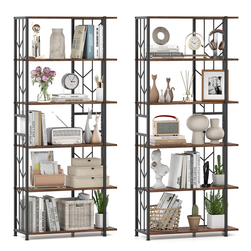 Giantex 6-Tier Bookshelf Modern Geometric Bookcase