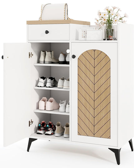 Giantex Shoe Cabinet with Doors, 6-Tier Shoe Organizer Cabinet with Drawer