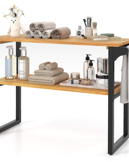 Giantex 2 Tier Bathroom Storage Shelf with Towel Rack