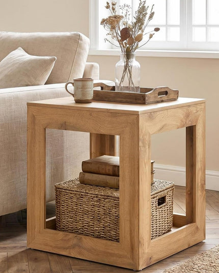 GIANTEX 20" Farmhouse End Table with 2-Tier Storage Shelf (1/2)