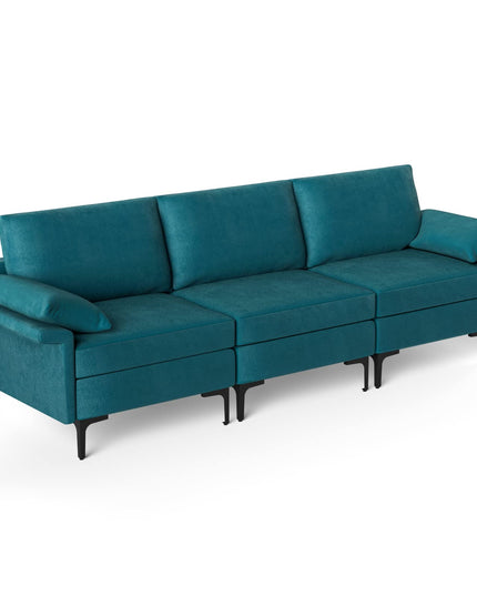 Giantex 3-Seat Sectional Sofa Couch, 100.5" L Convertible Sleeper with USB Port & Outlet