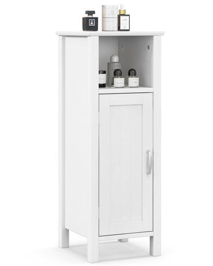 Giantex Narrow Bathroom Storage Cabinet - Corner Unit with Open Compartment, Adjustable Shelf