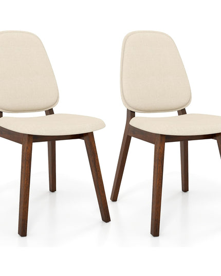 Giantex Wooden Dining Chairs Set of 2/4 Linen Fabric Upholstered Dining Room Chairs