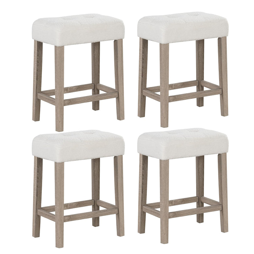 Giantex Sherpa Bar Stools, 24" Counter Height Kitchen Bar Stools with Cushioned Seat