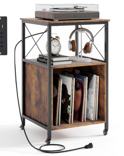 Giantex Record Player Stand with Charging Station for Living Room