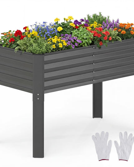 Giantex 46"x24"x31" Galvanized Raised Garden Bed with Legs (1/2)