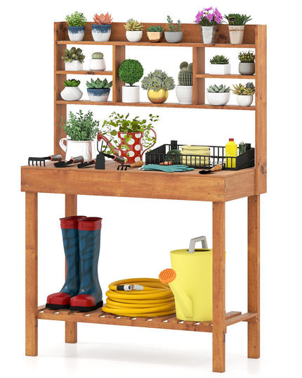 Giantex Potting Bench Outside Solid Wood Potting Table