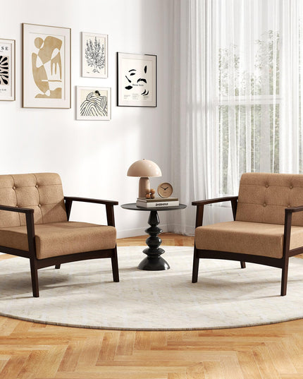 Giantex Mid-Century Modern Accent Chair Oversized Armchair(Beige)