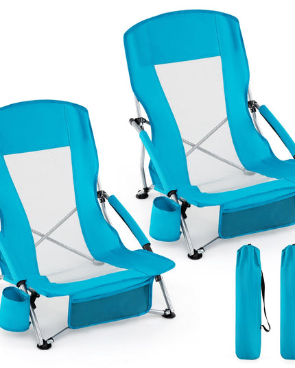 Giantex 2 Pack Folding Beach Chairs for Adults Portable Lightweight Camping Chairs Set of 2