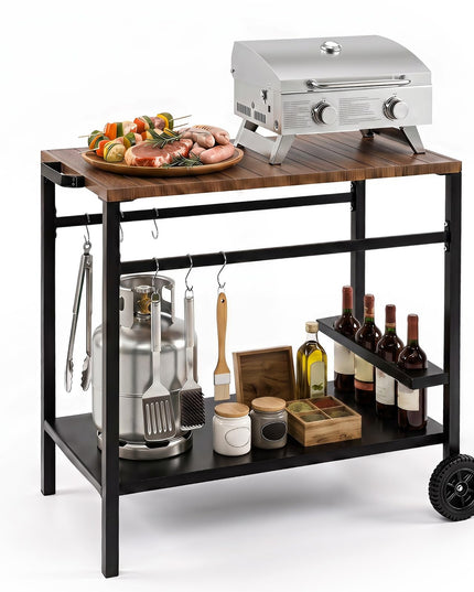 Giantex Outdoor Grill Cart with Stainless Steel Top & Storage Shelf
