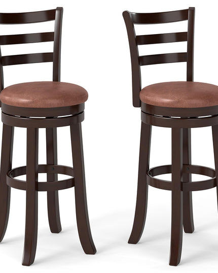 Giantex Swivel Bar Stools Set of 2/4 30" Upholstered Counter Height Bar Chairs