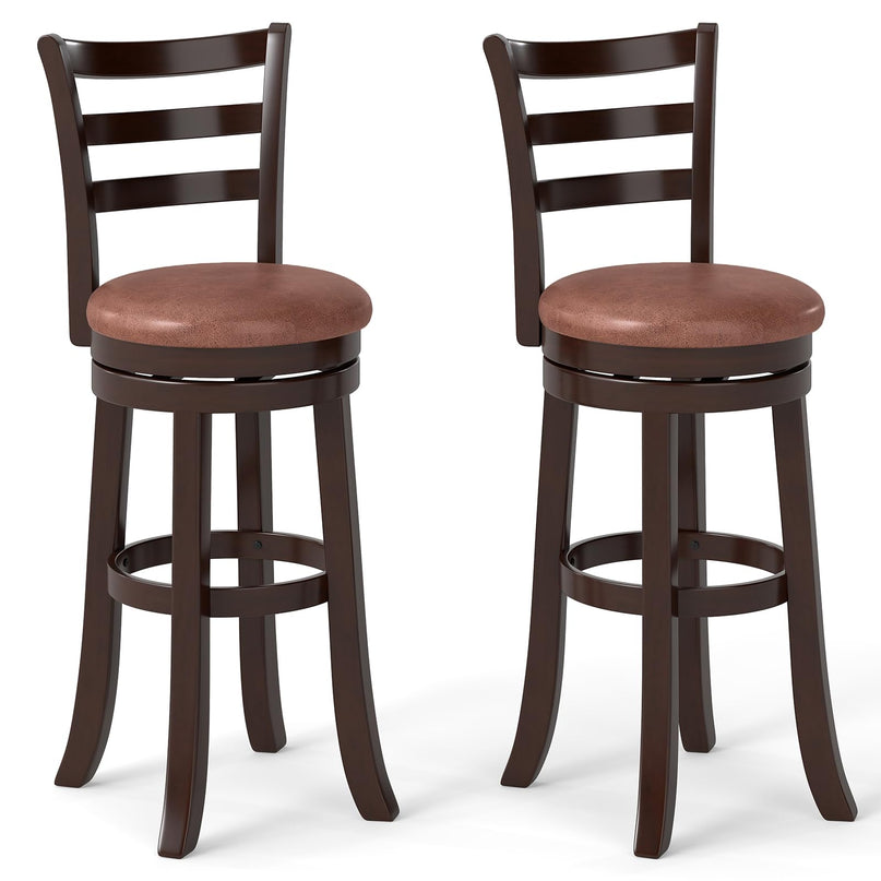 Giantex Swivel Bar Stools Set of 2/4 30" Upholstered Counter Height Bar Chairs