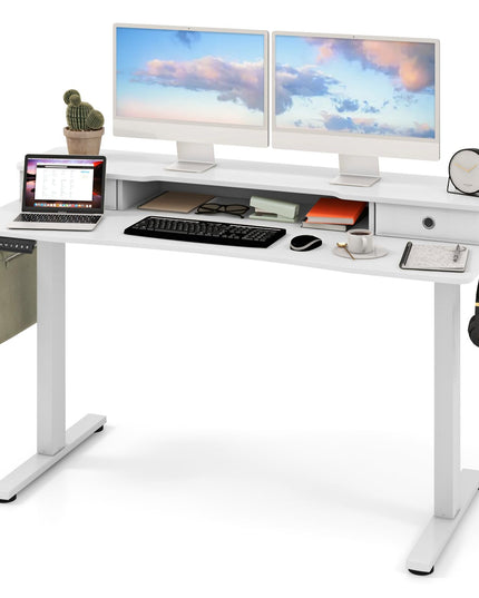 Giantex Electric Standing Desk with 2 Drawers, 48" /55"x 24" Height Adjustable Electric Stand Up Desk with Storage Shelf