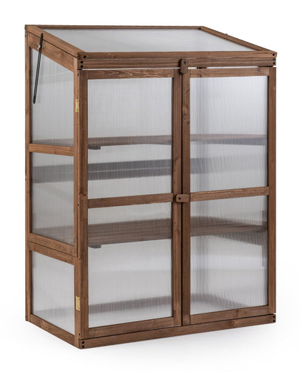 GIANTEX Wooden Cold Frame Greenhouse w/Transparent Flip-Top Roof & 2-Tier Shelf
