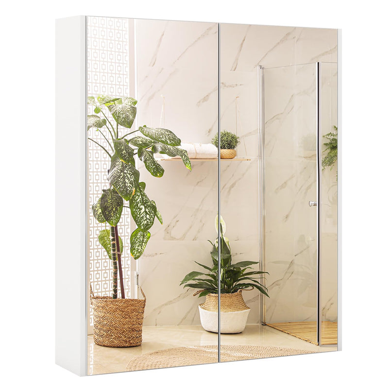 Giantex Medicine Cabinet, 24.5" x 25.5" Bathroom Wall Cabinet with 2 Mirror Door