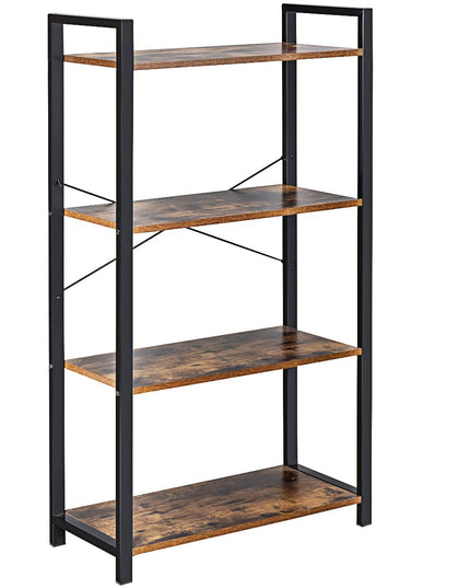 Giantex 4-Tier Industrial Bookshelf Vintage Bookcase with Metal Frame