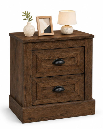 GIANTEX Farmhouse Nightstand 2-Drawer End Tables