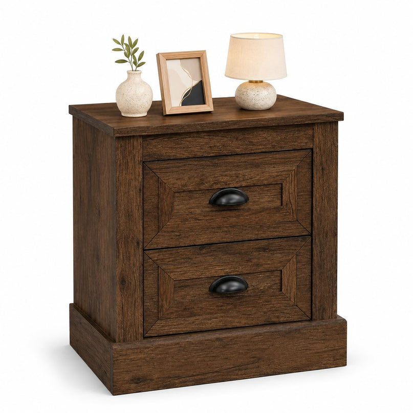 GIANTEX Farmhouse Nightstand 2-Drawer End Tables