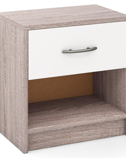 Giantex Night Stand Set of 1/2 with Drawer, Wood  End Table with Open Storage Shelf for Bedroom