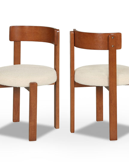 Giantex Wooden Dining Chairs Set of 2/4 Teddy Fleece Upholstered Boucle Kitchen Chair