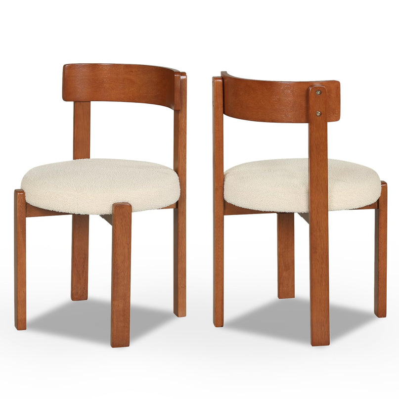 Giantex Wooden Dining Chairs Set of 2/4 Teddy Fleece Upholstered Boucle Kitchen Chair