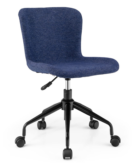 Giantex Home Office Chair with Wheels, Mid-Back Swivel Computer Chair Rolling Adjustable Linen Leisure Chair