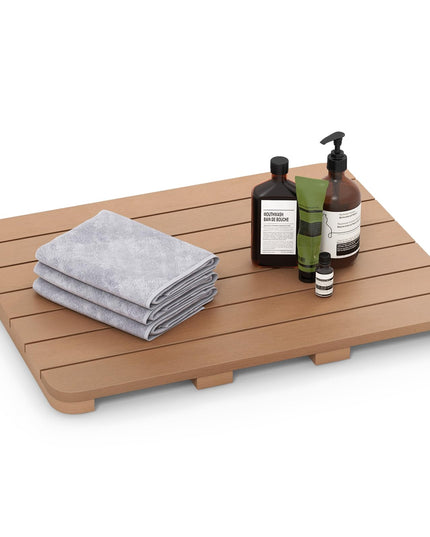 Giantex Waterproof Bath Mat, Shower Mat for Bathroom Inside, Outdoor HIPS Floor Mat with Non Foot Pads