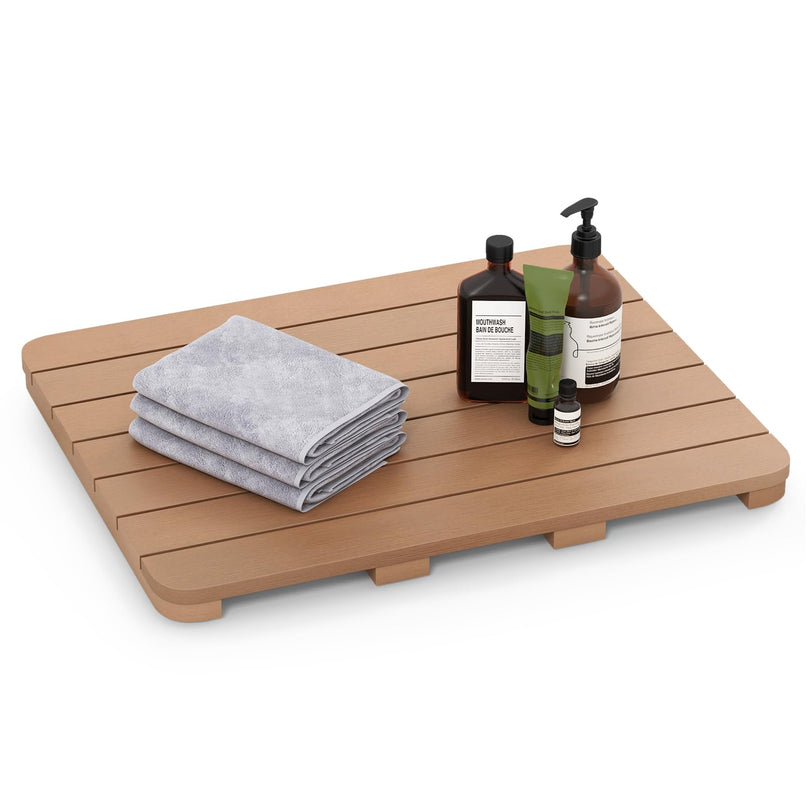Giantex Waterproof Bath Mat, Shower Mat for Bathroom Inside, Outdoor HIPS Floor Mat with Non Foot Pads