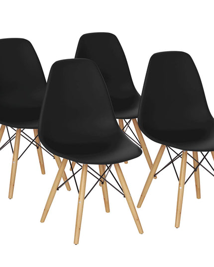 Giantex Dining DSW Chairs with Linen Cushion, Modern Mid Century Shell Chairs w/ Wood Legs