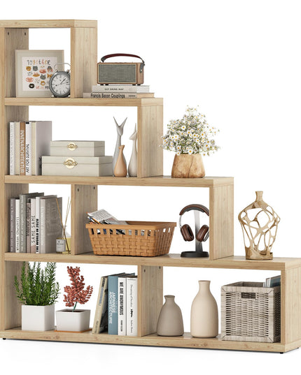 Giantex 6 Cube Geometric Bookshelf, 4-Tier L-Shaped Bookcase with Cubes