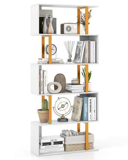 Giantex 5-Tier Geometric Bookcase Freestanding Display Shelf Rack