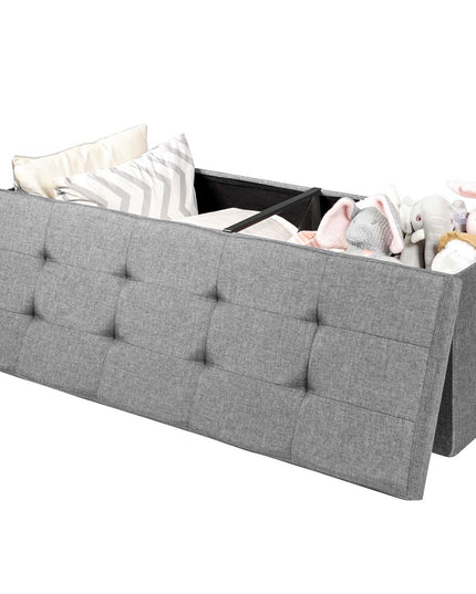Storage Ottoman Bench, Folding Foot Rest 43.5'' with Divider