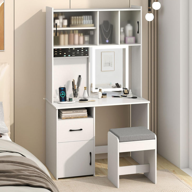 Coiffeuse LED de 67 pouces avec miroir éclairé pour chambre à coucher
