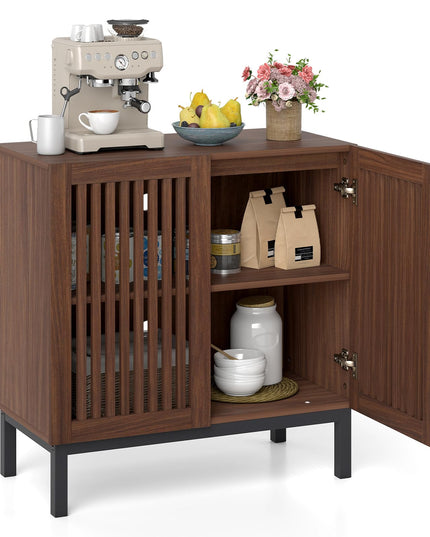Giantex 32" Farmhouse Sideboard Buffet Cabinet with Slatted Doors