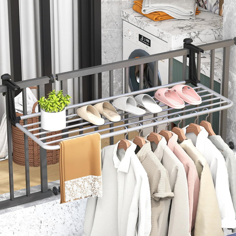 Giantex 37" L Aluminum Hanging Laundry Rack with Adjustable and Foldable Brackets
