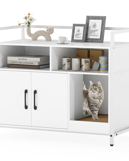Giantex Cat Litter Box Enclosure Cat Washroom Hidden Furniture with Front Entry