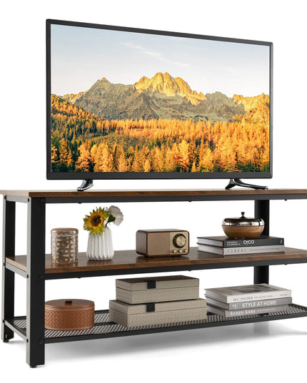 Giantex TV Stand for Bedroom and Living Room - 3-Tier Industrial Entertainment Center with Open Storage Shelves