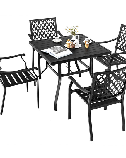 Giantex 5 Piece Patio Dining Set, Outdoor Dining Table W/ 4 Stackable Chairs