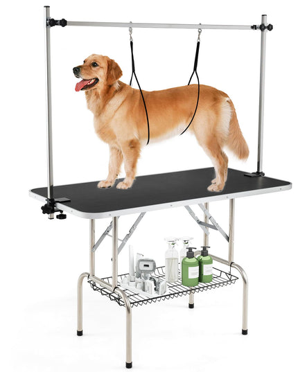 Giantex 47'' Dog Grooming Table with Adjustable Arm & 2 Nooses